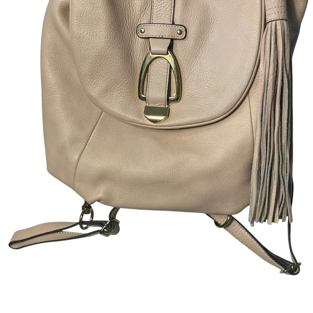 G.I.L.I Pink Blush Leather Tassel Flap Convertible Backpack Hobo Handbag